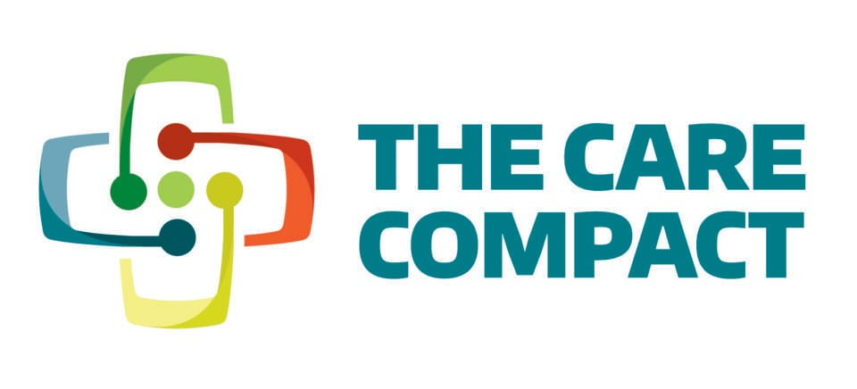 Care compact logo. Interconnected lines with type "The Care Compact"